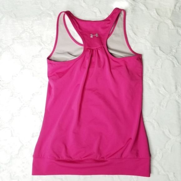 Under Armour Pink Racerback Tank Workout Heat Gear Women's Size S - Picture 3 of 7